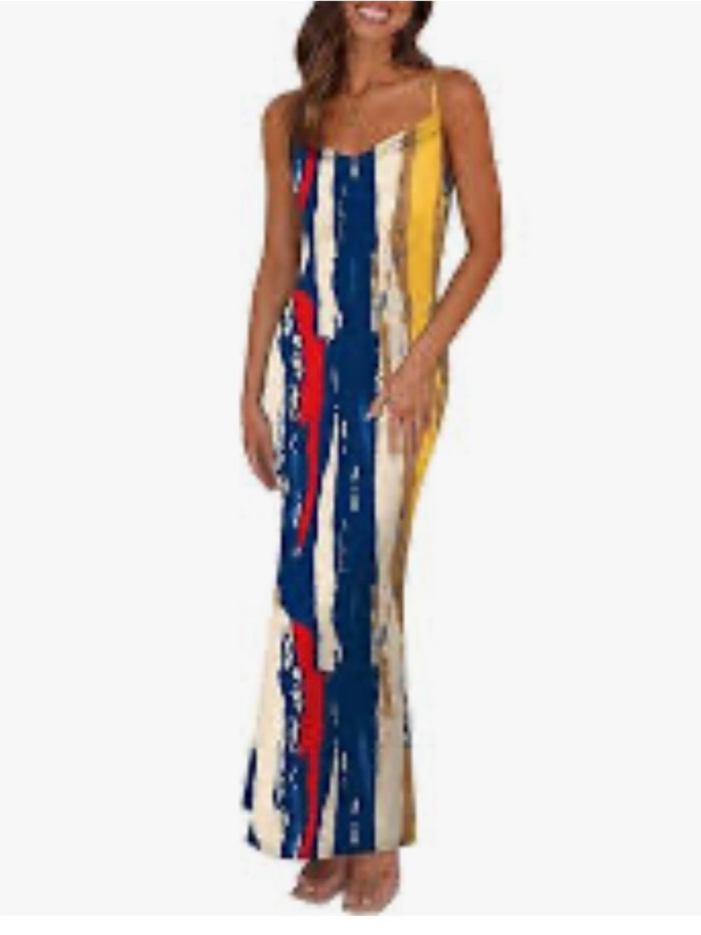Abstract Print Maxi Bodycon Dress in Blue, White, Red, Tan, yellow 21’’-28’’